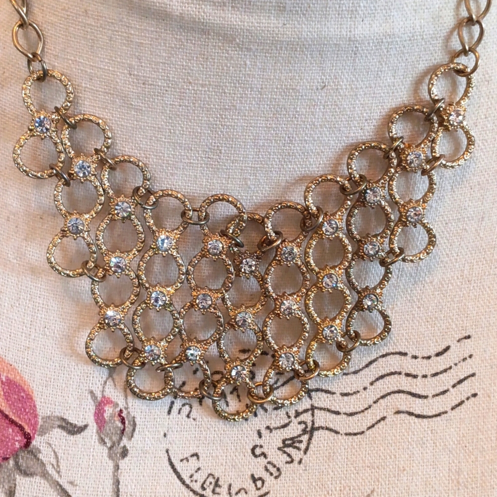 # Vintage Crystal Loop Statement Necklace